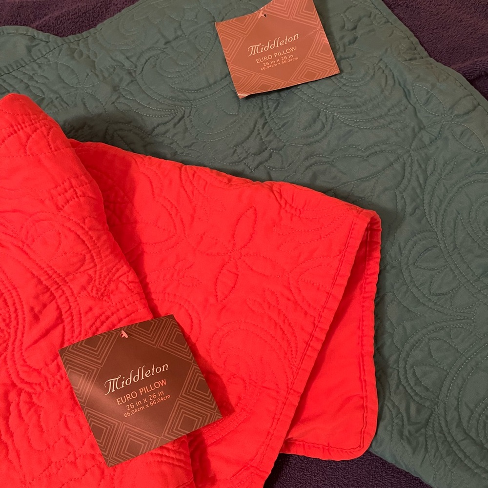 2 NWT Middleton Quilted Euro Shams